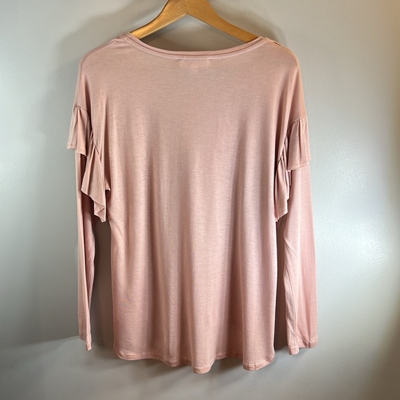 Two By Vince Camuto Long Sleeve Ruffle Shoulder Top Size Medium - Picture 7 of 9